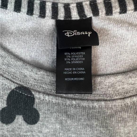 Disney Gray Mickey Mouse All Over Drawstring Bottom Lightweight Sweater Size M - Picture 7 of 7